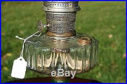 Aladdin Corinthian Kerosene Oil Lamp Clear & Green Base Nu-Type Model B Burner