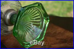 Aladdin Corinthian Kerosene Oil Lamp Clear & Green Base Nu-Type Model B Burner