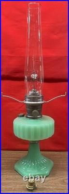 Aladdin Corinthian Lamp Jadeite Jade Green Burner Chimney Gallery 10 spider