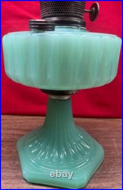 Aladdin Corinthian Lamp Jadeite Jade Green Burner Chimney Gallery 10 spider
