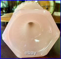 Aladdin Corinthian Model B-112 Rose Moonstone Art Glass Oil Lamp with Chimney