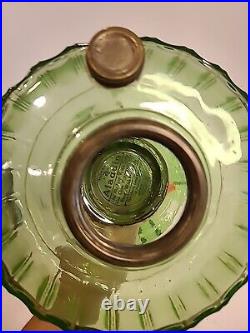 Aladdin Corinthian Model B Oil Lamp Green Glass Good Condition