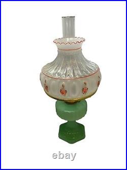Aladdin Corinthian Oil Lamp Model B-115 Apple Green 1935-36 Shade Satin Rose