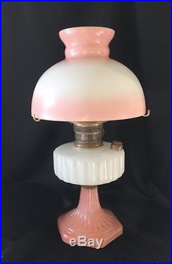 Aladdin Corinthian Rose & White Moonstone Kerosene Lamp B-126 with Shade 1936