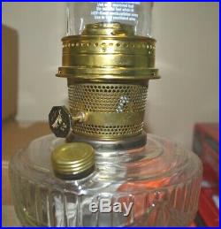 Aladdin Crystal Lincoln Drape Lamp, 23 Brass Burner, Lox-On Chimney