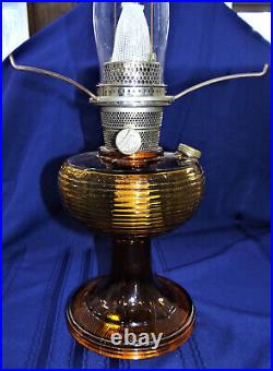 Aladdin Dark Amber Beehive Kerosene Oil Lamp Glass Model B Vtg FUNCTIONAL