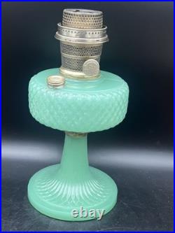 Aladdin Diamond Quilt Jade Green Moonstone Oil Lamp