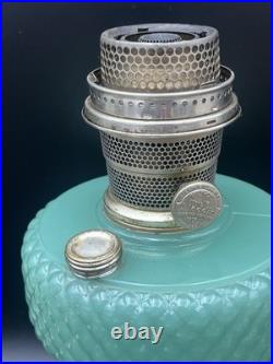 Aladdin Diamond Quilt Jade Green Moonstone Oil Lamp