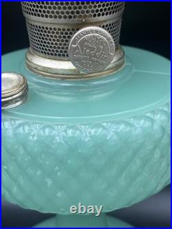 Aladdin Diamond Quilt Jade Green Moonstone Oil Lamp