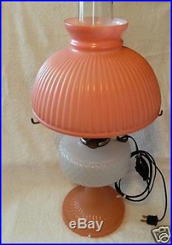 Aladdin Diamond Quilt Table Lamp withRose Model B Oil with Lamp Shade