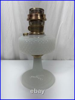 Aladdin Diamond Quilt White Moonstone Oil Lamp Model B-85 Circa 1937