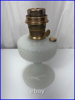 Aladdin Diamond Quilt White Moonstone Oil Lamp Model B-85 Circa 1937