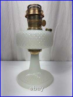 Aladdin Diamond Quilt White Moonstone Oil Lamp Model B-85 Circa 1937