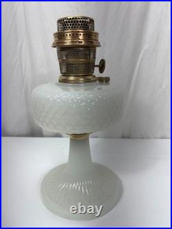 Aladdin Diamond Quilt White Moonstone Oil Lamp Model B-85 Circa 1937