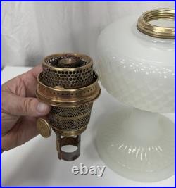 Aladdin Diamond Quilt White Moonstone Oil Lamp Model B-85 Circa 1937