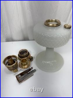 Aladdin Diamond Quilt White Moonstone Oil Lamp Model B-85 Circa 1937