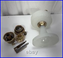 Aladdin Diamond Quilt White Moonstone Oil Lamp Model B-85 Circa 1937