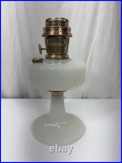 Aladdin Diamond Quilt White Moonstone Oil Lamp Model B-85 Circa 1937