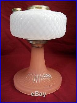 Aladdin Diamond Quilt White & Rose Moonstone Model B Kerosene Oil Lamp Parts