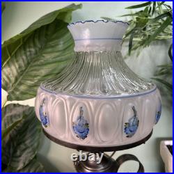 Aladdin Drape Lamp w Hand Painted Blue Rose Shade. Vintage Works