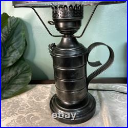 Aladdin Drape Lamp w Hand Painted Blue Rose Shade. Vintage Works