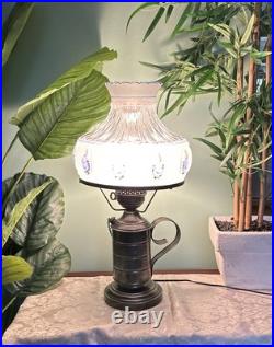 Aladdin Drape Lamp w Hand Painted Blue Rose Shade. Vintage Works