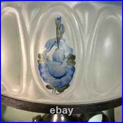 Aladdin Drape Lamp w Hand Painted Blue Rose Shade. Vintage Works