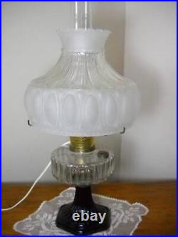 Aladdin Electrified Corinthian Oil Lamp Black Foot Clear Font withAladdin Shade