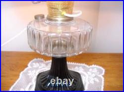 Aladdin Electrified Corinthian Oil Lamp Black Foot Clear Font withAladdin Shade