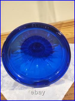 Aladdin Electrified Lamp Cobalt Blue Lincoln Drape Font Brass Electric Burner