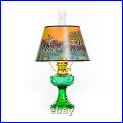 Aladdin Emerald Lincoln Drape Table Oil Lamp with Ride Into the Sunset Shade