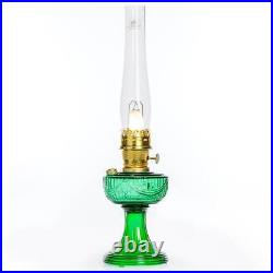 Aladdin Emerald Lincoln Drape Table Oil Lamp with Ride Into the Sunset Shade