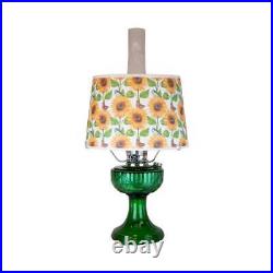 Aladdin Emerald Lincoln Drape Table Oil Lamp with Summer Sunflower Shade