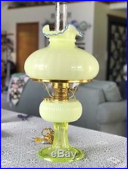 Aladdin Fenton Limited Edition Vaseline Glass Grand Vertique Lamp 2000
