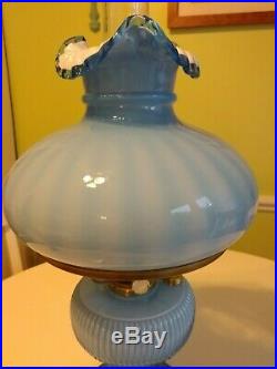 Aladdin Fenton Twilight Blue Grand Vertique 1994 Glass Lamp 410/500 COA Kero/Oil