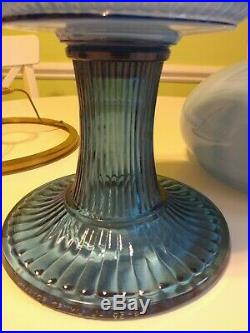 Aladdin Fenton Twilight Blue Grand Vertique 1994 Glass Lamp 410/500 COA Kero/Oil