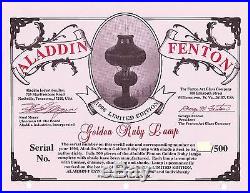 Aladdin-Fenton limited edition'96 ruby red grand Vertique -kerosene mantle lamp