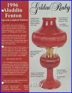 Aladdin-Fenton limited edition'96 ruby red grand Vertique -kerosene mantle lamp
