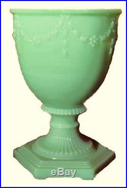 Aladdin Florentine Green Moonstone Jadite Vase Mosser Glass Kerosene Oil Lamp