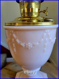 Aladdin Florentine Pink Alacite Rose Moonstone Kerosene Oil Lamp