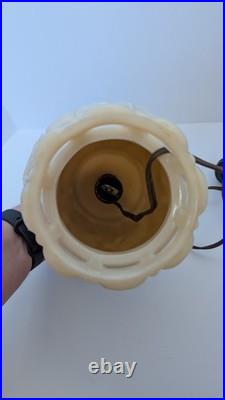 Aladdin G-187 Uranium Glass Alacite Leaf Pattern Lamp UV Reactive Glows 1939