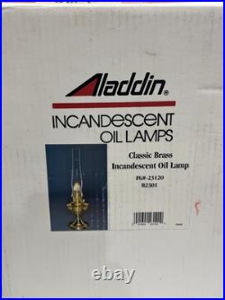 Aladdin Genie Classic Brass Oil Lamp New in Box Brass Burner Clear Glass