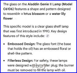 Aladdin Genie II Incandescent Oil Lamp Clear Glass C6106 No. 23 Burner Brass NEW