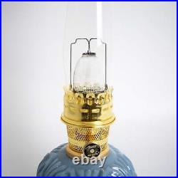 Aladdin Genie II Oil Lamp, Indoor Emergency Lighting, Blue Glass, Brass Burner