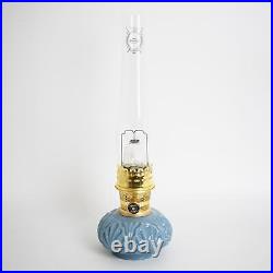 Aladdin Genie II Oil Lamp, Indoor Emergency Lighting, Blue Glass, Brass Burner