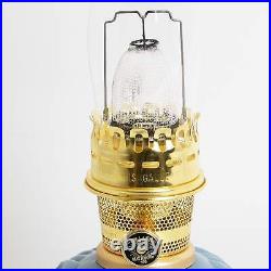 Aladdin Genie II Oil Lamp, Indoor Emergency Lighting, Blue Glass, Brass Burner