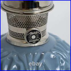 Aladdin Genie II Oil Lamp, Indoor Emergency Lighting, Blue Glass, Nickel Burner