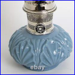 Aladdin Genie II Oil Lamp, Indoor Emergency Lighting, Blue Glass, Nickel Burner