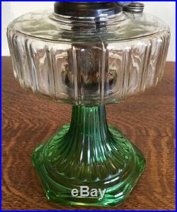 Aladdin Green Glass Corinthian Oil Kerosene Lamp Nu Model B Burner
