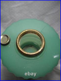 Aladdin Green Jadeite Corinthian Model B Oil Lamp with Burner & Chimney Circa 1930